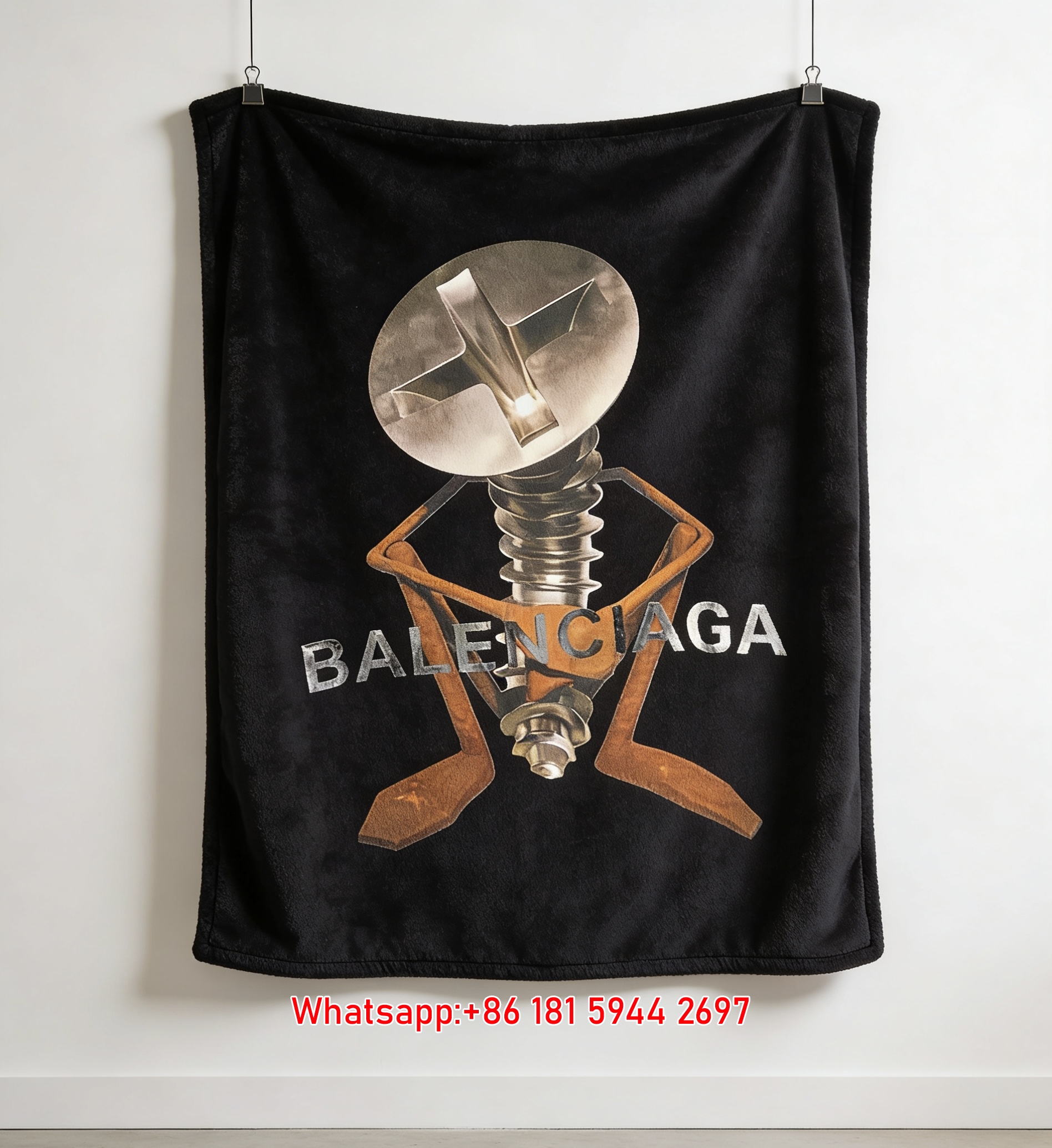 Balenciaga Screw Figure Art Flannel Sofa Throw Blanket for Wall Hanging BA089